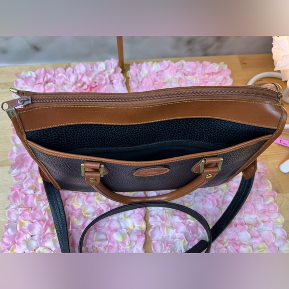 Dooney & Bourke Black Peppled Tan Leather Satchel Hand Bag - Picture 13 of 13